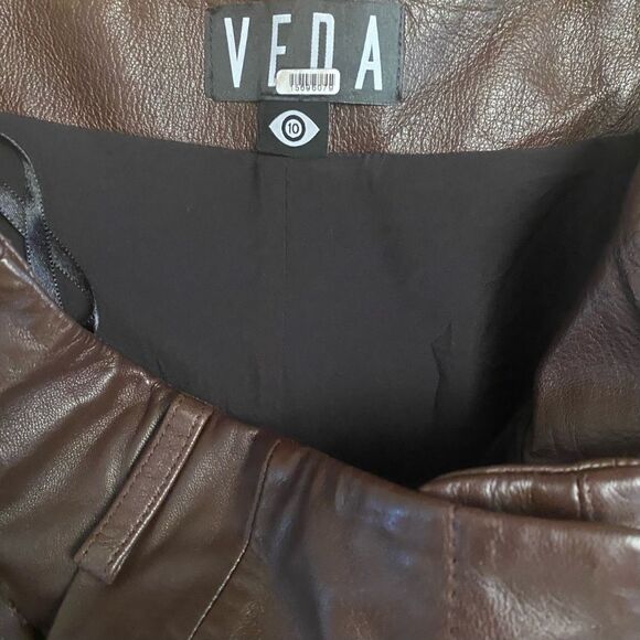 VEDA Leather Trousers Pants Size 10 - Picture 8 of 8